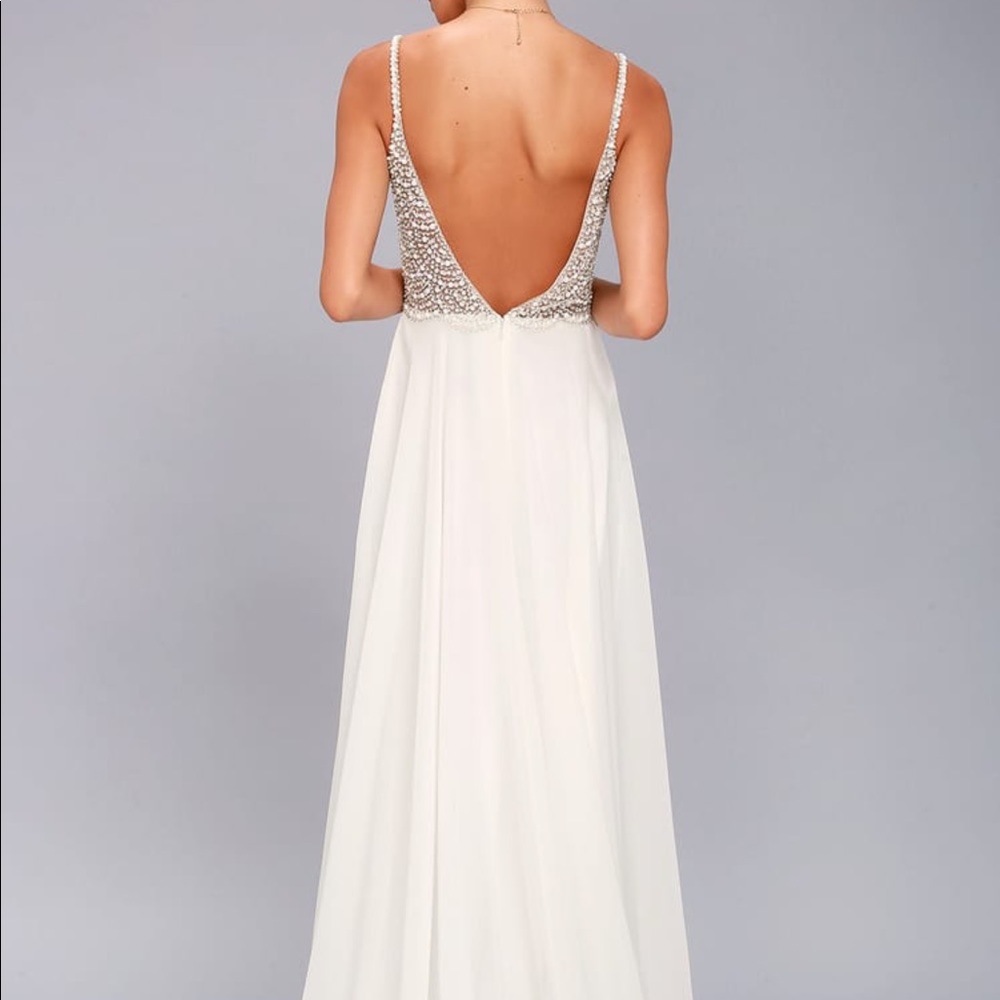 Lulus White beaded maxi dress